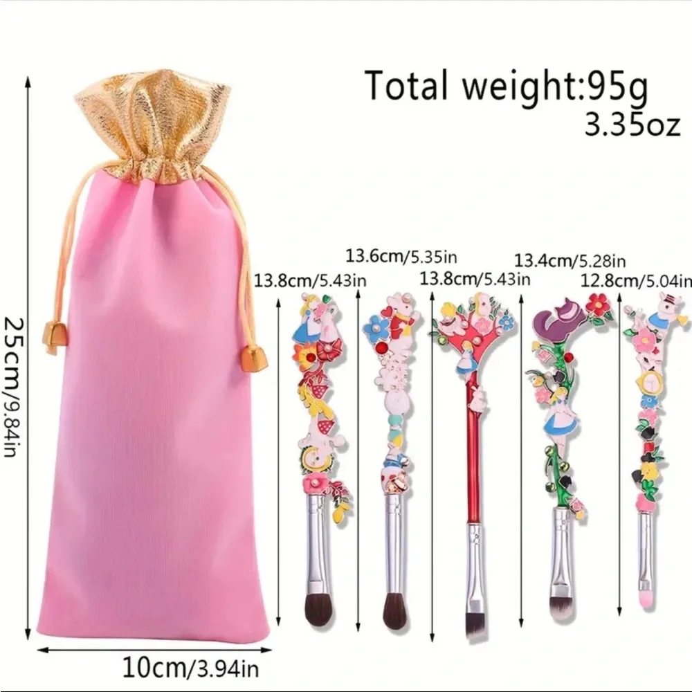 Disney Alice in Wonderland Makeup Brush Set, Eye Shadow Brush Set of 5